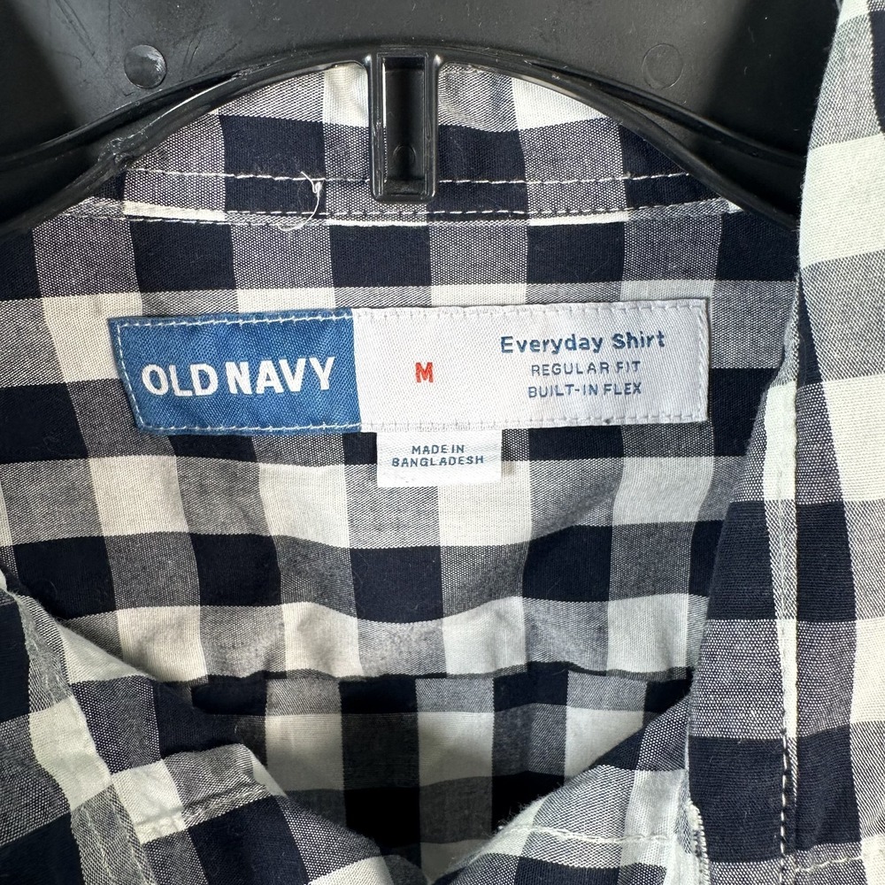 Old Navy Boys Medium Everyday Shirt Checkered Long Sleeve Black White Button - Picture 2 of 10